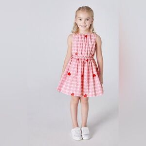 NWOT Jacadi Pink and Red Heart Kids Dress